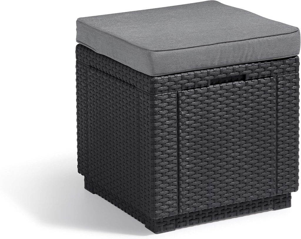 Baúl asiento ratán para Baúles para terraza pequeña